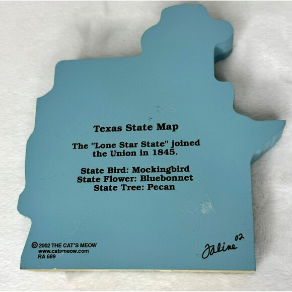 The Cats Meow Texas State Map Wooden Decor 2002 Shelf Sitter - Picture 3 of 7